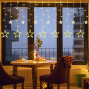 Jsdoin 12 Stars LED Curtain Lights – 138 Warm White String Lights for Christmas Decor