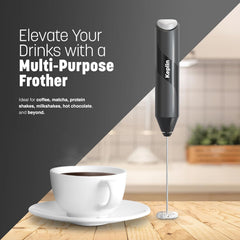Milk Frother Stainless Steel Electric Whisk Portable Coffee Mixer black