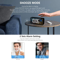 Digital Alarm Clock – Large LED Temperature Display, Dual Alarm, Snooze, USB, 10 Music