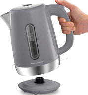 Equip 1.7L Electric Kettle - 3kW Rapid Boil, Stainless Steel, Removable Limescale Filter, Grey