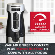 Sensio Home Hand Blender 200W Stick Immersion Blender – Black Handheld Food Processor with Stainless Steel Blade for Soups & Smoothies