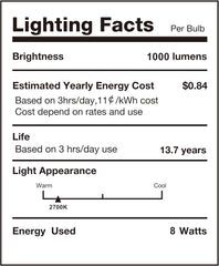 G80 E27 Vintage LED Globe Bulbs 8W 1000lm Warm White (6 Pack)