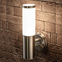 Stainless Steel Silver Outdoor Wall Light, Indoor Garden, Patio, Porch, Door, Conservatory, Decking, Shed (Straight)