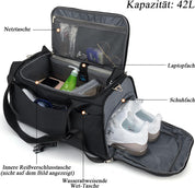 42L Waterproof Gym Duffel Bag with Shoe Compartment, Wet Pocket & Lock – Unisex