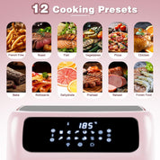 12L Air Fryer Oven with Rotisserie – 12 Presets, 1800W, 90-Min Timer, Oil-Free Cooking, 6 Accessories, Pink