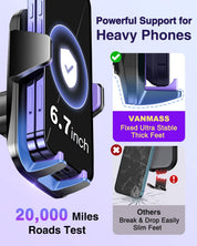 VANMASS Car Phone Holder 2025 – Black, 85+ LBS Strong Suction, Rotatable Mount