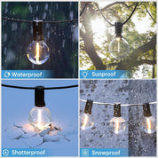 Outdoor Festoon String Lights 200FT (60M) Mains Powered, 104 LED G40 Shatterproof Bulbs, IP45 Waterproof Linkable Garden Lights