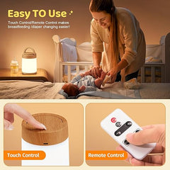 Dimmable 8-Brightness Touch Lamp, 10-Color Rechargeable Kids Night Light, Remote & Touch Control, Timer LED Warm Small Lamp