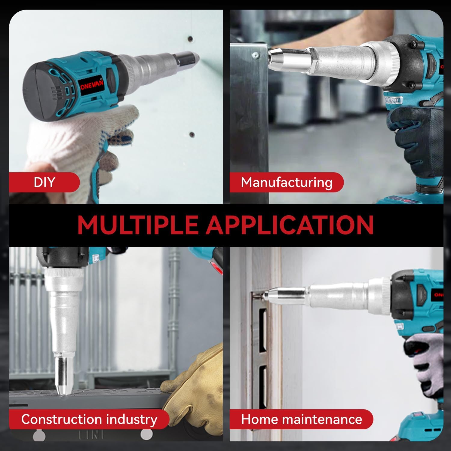Cordless Rivet Gun with 260 N·m Max Torque