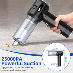 Car Vacuum Cleaner Cordless Silver – Powerful 25000PA Suction, Portable LED Display