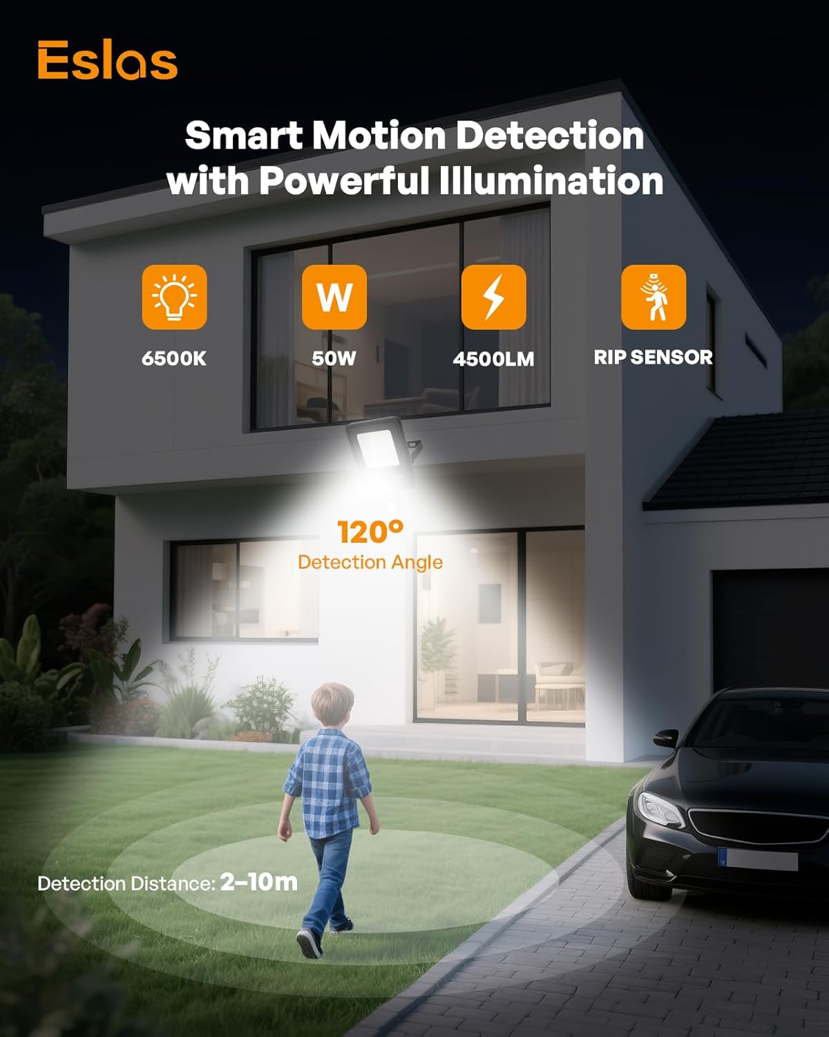 50W Outdoor Motion Sensor Security Light 4500LM Floodlight IP65