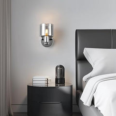Elegant Chrome Wall Light - Modern Design with Smoked Grey Glass Shade