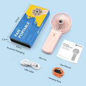 Portable Mini Handheld Fan - Rechargeable Neck Hanging Fans with 16-Hour Cooling, Personal Handy Fan 4-Speeds Foldable Pocket Fan for Summer Outdoor Travel Home Office - Pink