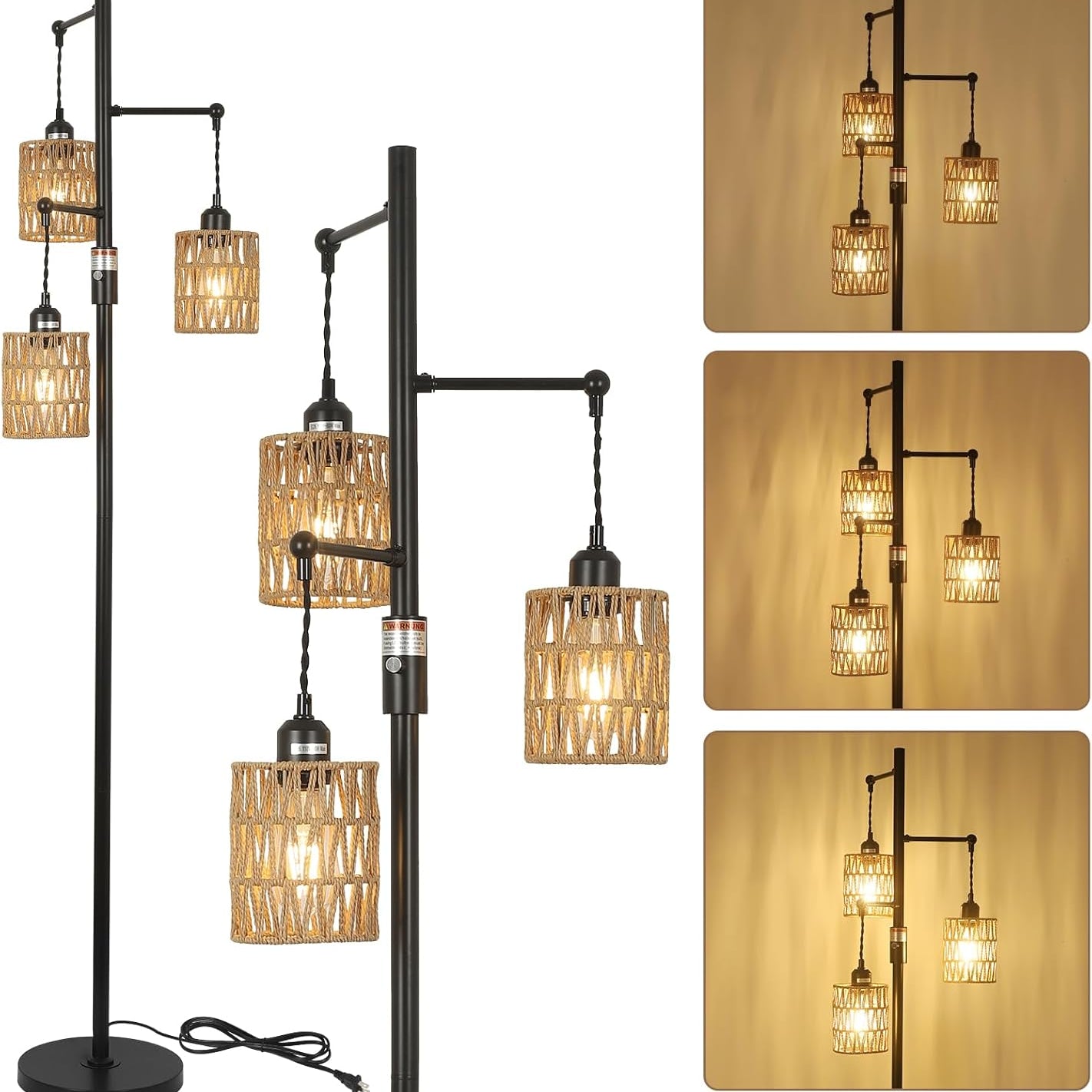 Futuristic lamp design with multiple light fixtures on a beige background