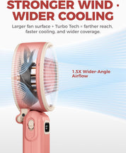 Diveblues Portable Turbo Fan, Handheld Fan 3-in-1 Neck Desk Foldable Design with Stepless Speed Control, Digital Display, USB-C Rechargeable, Up to 12H Cooling for Travel & Outdoor