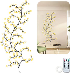 144 LEDs Lighted Willow Vine Tree Lights – 90.55in Twinkling Wall Decor with 8 Modes, Fairy Lights Branches for Indoor Bedroom and Living Room (Black)