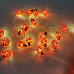 Ladybird Fairy Lights Battery Operated 9.8Ft 30 LED Ladybug String Lights Silver Wire Lights for Bedroom, Valentine's Day Decorative Lights, Christmas Lights (Red)