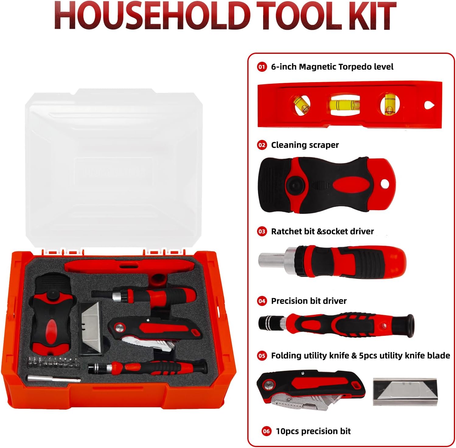 MANUFORE 81pcs 3-Layer Household Tool Set with Cordless Screwdriver
