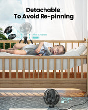 gaiatop Mini Portable Pram Fan, Rechargeable Small Clip on Fan for Stroller, Detachable 3 Speed 360° Rotate Flexible Tripod Handheld Desk Cooling for Car Seat Crib Treadmill Travel Black