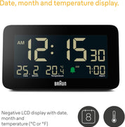 Digital Alarm Clock with Date, Month, Temperature, Negative LCD & Crescendo Beep