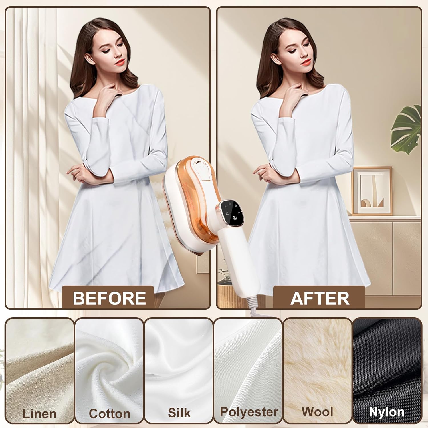 Travel Iron Portable Handheld Clothes Steamer for Wrinkle-Free Clothes On the Go - Steam Generator Iron Ideal Travel Essentials for Travel & Home Use (White)