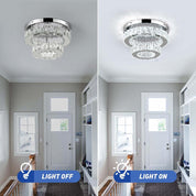 Crystal LED Ceiling Light 30cm, Modern Flush Mount Chandelier 30W