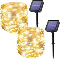 [2 Pack] Solar Fairy Lights Outdoor,2x14M 120 LED Garden Lights Solar Powered Waterproof, 8 Modes Decorative Solar String Lights for Trees, Garden, Patio, Yard, Party (Colorful)