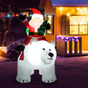 8FT Christmas Inflatable Santa on Polar Bear with Self Inflating Fan