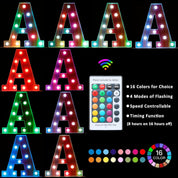 Rainbow LED Letter Light S – 16 Color Remote