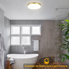 Gold LED Ceiling Light, 36W 4000K Natural White Round Ceiling Lamp 3240LM for Bathroom, Kitchen, Bedroom, Hallway, Utility Room, Laundry, Toilet, Porch, Ø23CM