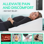 Extra Large Foam Wedge Cushion – Bed & Leg Rest Pillow with Washable Cover, 20"x18"x11"