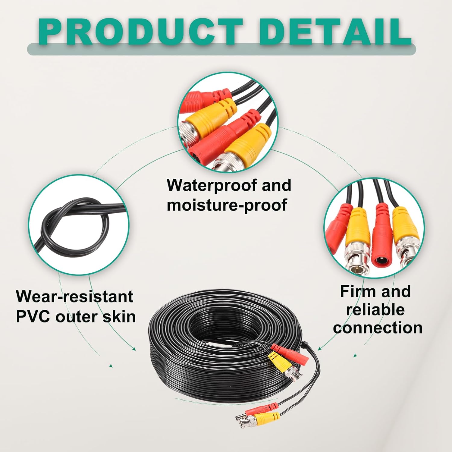 45m BNC Video Power Extension Cable for CCTV Cameras
