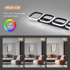 Modern ceiling light fixture with CRI 90+ rating displayed on a gray background