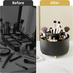 Rotating Makeup Organizer 360° – Cosmetic Brush & Skincare Holder for Vanity