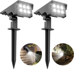 Solar Spot Lights Outdoor Garden, Dusk-to-Dawn Solar Landscape Spotlights 3 Brightness Adjustable, 6500K Daylight White IP65 Waterproof Outdoor Solar Lights for Patio Driveway Path, 2 Pack