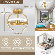 LED Ceiling Light, Elegant Gold Curved Design with 4 Strips, 22W Modern Ceiling Fixture for Hallway, Office, Bedroom, Kitchen, Living Room, Dining Room (Cool White 6000K)