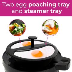 Neo 3-in-1 Electric Egg Cooker Boiler Poacher & Omelette Maker with Timer – Black & Clear