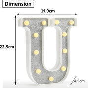 Glitter LED Letter Light Color Changing - U
