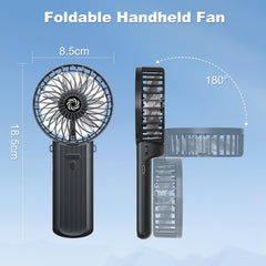 Hand Held Fan, Portable Handheld USB Rechargeable Fans with 4 Speeds, Personal Battery Powered Mini Desk Desktop Fan, Small Electric Hand Fan Folding for Home Office Indoor Outdoor Travel (Black)
