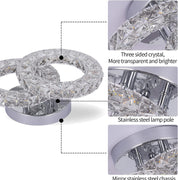 Crystal LED Ceiling Light Fixture, Modern 2-Ring Flush Mount Chandelier