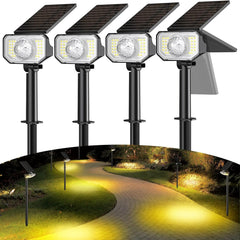 4-Pack Solar Spot Lights - Bright Outdoor Garden Pathway Lights with 3 Lighting Modes, Auto On/Off, Multicolor for Yard, Wall, and Lawn (Warm White)