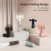 Mini Handheld Fan,USB Rechargeable 3 IN 1 Personal Cooler Fans with Power Bank,LED Flashlight,Small Foldable Pocket Fan-Travel & Emergency Essentials for Outdoor Portable Cooling Fan (Cyan)