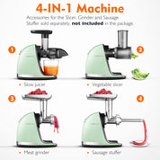 AMZCHEF Juicer Machines - Cold Press Slow Juicer - Masticating Juicer for Whole Fruits and Vegetables - Delicate Chew No Need to Filter - BPA Free Juice Extractor with 2 Cups and Brush - Black