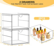 2-Pack Stackable Storage Drawers, Dustproof Cosmetic & Perfume Organizer for Home