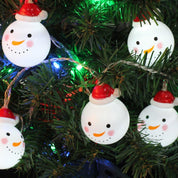 LED Christmas Snowman String Lights | Warm White Battery Decor