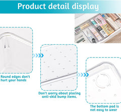 8 Pcs Clear Plastic Drawer Organiser Trays, Versatile Storage Bins for Makeup & Office