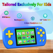 Handheld Game Console for Kids – 218 Built-in Retro Games, 3.0" HD Screen, Rechargeable