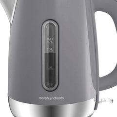 Equip 1.7L Electric Kettle - 3kW Rapid Boil, Stainless Steel, Removable Limescale Filter, Grey