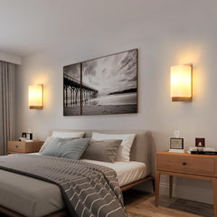 Wooden Wall Light Indoor, E27 Modern Minimalist Wall Lamp, Natural Wood Wall Lighting Fixture for Living Room, Bedroom, Bedside, Hallway, and Stairs (Without Bulb)