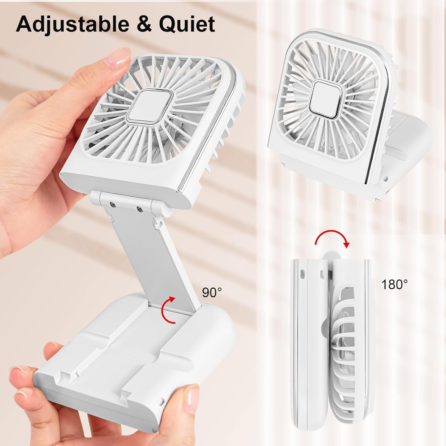 Folding Handheld Fan with LED Display & Power Bank